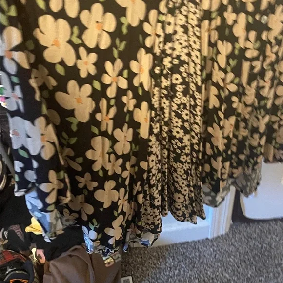 Free People Black and Cream Floral Backless Gown - Picture 3 of 6